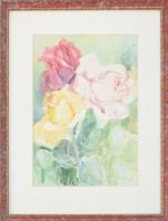 D. Szabó Margit (1938-): Rózsák. Akvarell, papír, jelzett, üvegezett fakeretben, 29,5x20,5 cm