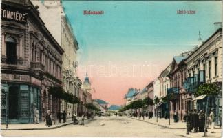 Kolozsvár, Cluj; Unió utca, Fonciere biztosító, Dukesz üzlete / street view, insurance company, shop...