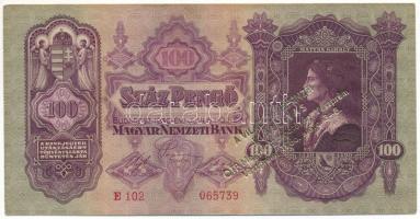 1930. 100P arany színű "A VILÁG PAPÍRPÉNZEI KIÁLLÍTÁS - OTP Megyei Igazgatóság, Veszprém - Veszprém, 1986. márc. 3-8." felülbélyegzéssel T:F szép papír