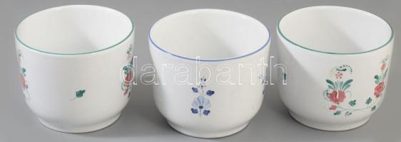 3 db herendi kerámia kaspó. Kézzel festett, jelzett, hibátlan d: 13 m : 11 cm