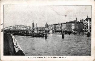 Szczecin, Stettin; Hafen mit der Hansabrücke / port, bridge (fl)