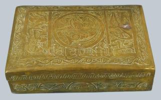 Vegyes réz tétel, egyiptomi fa béléses doboz 16 cm + egyéb tárgyak