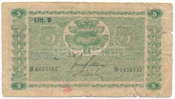 Finnország 1939. 5M (Aláírók: "Raittinen" és "Alsiala") T:VG Finland 1939. 5 Markkaa (Signatures: "Raittinen" and "Alsiala") C:VG Krause P#69a(21)