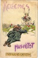 1917 Fröhliche Ostern / Kellemes húsvétot / WWI K.u.K. military art postcard with Easter greetings, ...