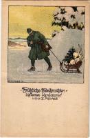1917 Fröhliche Weihnachten K.u.K. II. Armee / Kellemes karácsonyt / WWI K.u.K. military art postcard...