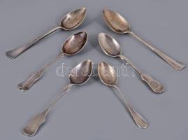 Ezüst (Ag) teás kanalak 6 db, klf jelzésekkel 86 g