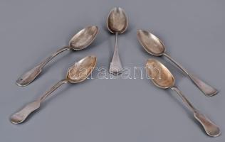 Ezüst (Ag) kanál 6 db, klf jelzésekkel 14 cm, 148 g