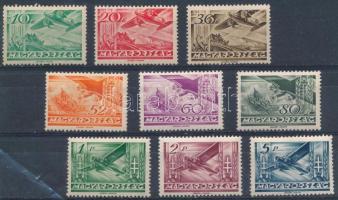 1936 Repülő (III.) sor 40f nélkül, 9 érték (5P betapadás, kis elvékonyodás)