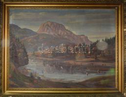 Barabás Márton, Márkusfalvi (1893-1974): Gyilkos-tó (Erdély). Olaj, vászon, jelzett. Dekoratív, sérült fakeretben. 96×127 cm. KIZÁRÓLAG SZEMÉLYES ÁTVÉTEL, NEM POSTÁZZUK! / ONLY PERSONAL COLLECTION AT OUR OFFICE!