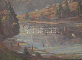 Barabás Márton, Márkusfalvi (1893-1974): Gyilkos-tó (Erdély). Olaj, vászon, jelzett. Dekoratív, sérü...