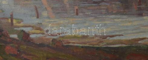 Barabás Márton, Márkusfalvi (1893-1974): Gyilkos-tó (Erdély). Olaj, vászon, jelzett. Dekoratív, sérü...