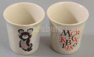 1980 6 db moszkvai olimpiai kis pohár, Matricás, jelzett, hibátlan 5,5 cm