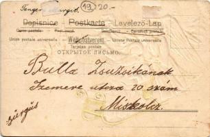 Boldog karácsonyi ünnepeket! Mikulás / Christmas greeting art postcard with Saint Nicholas, angel an...