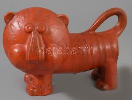 Lohr Pálma (1940-1993): Oroszlán. Mázas kerámia, kis kopással, jelzett, 18x13 cm