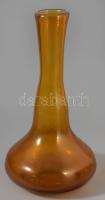 Borostyánszínű hutaüveg váza, hibátlan, m: 26 cm