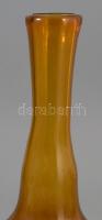 Borostyánszínű hutaüveg váza, hibátlan, m: 26 cm