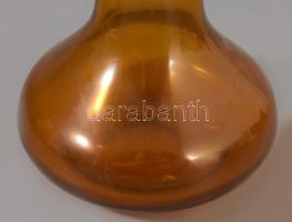 Borostyánszínű hutaüveg váza, hibátlan, m: 26 cm