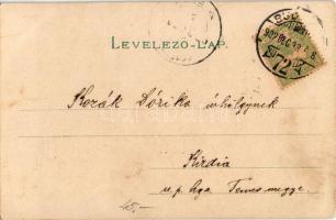 1902 Karácsonyi üdvözlet. Mikulás macskával a kandallónál / Christmas greeting art postcard with Sai...