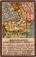 Megnézi Ön naponta a Pesti Hírlap háborús térképeit? A romániai háború térképe. Kiadja a Pesti Hírlap / WWI Map of the Romanian war (gyűrődések / creases)