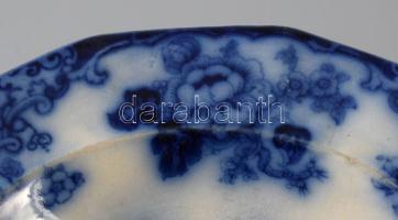 cca 1880 Lindner &amp; Co. máz alatti kék festéssel pagodás díszítésű tál, jelzett, kis repedésv...