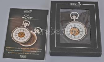The Heritage Loire mechanikus zsebóra, eredeti csomagolásában, leírással, jó állapotban, d: 4,5 cm