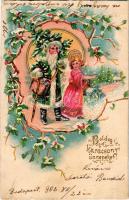 1902 Boldog karácsonyi ünnepeket! Mikulás / Christmas greeting art postcard with Saint Nicholas. Art...