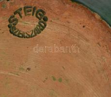 Steig Szekszárd sokfüles váza, jelzett, mázhibákkal, m: 18 cm