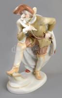 Herendi Cyrano de Bergerac figura, kézzel festett, jelzett, kardja vége hiányzik, m:33 cm