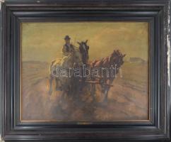 Viski János (1891-1987): Hármasfogat, 1930-40 körül. Olaj, vászon, jelezve balra lent: Viski J. Háto...