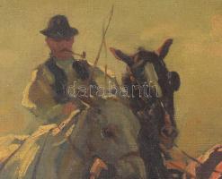 Viski János (1891-1987): Hármasfogat, 1930-40 körül. Olaj, vászon, jelezve balra lent: Viski J. Háto...