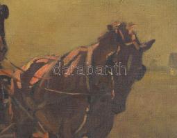 Viski János (1891-1987): Hármasfogat, 1930-40 körül. Olaj, vászon, jelezve balra lent: Viski J. Háto...