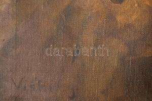 Viski János (1891-1987): Hármasfogat, 1930-40 körül. Olaj, vászon, jelezve balra lent: Viski J. Háto...