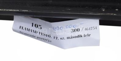 Flamand festő, XVII. sz. második fele: Nemes úr portréja. Olaj, vászon. Jelzés nélkül. Restaurált, d...