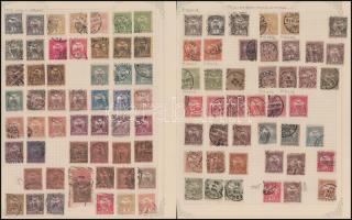 Turul bélyegek 4 db albumlapon és 1 stecklapon régi gyűjtésből, közte szép színárnyalatok, olvasható bélyegzések, több mint 100 db bélyeg