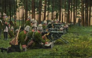Military WWI Machine guns in the forest