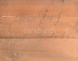 Pörge Gergely (1858-1930): Piac. Olaj, fa. Jelezve jobbra lent. Hátoldalán Pörge Gergely autográf fe...