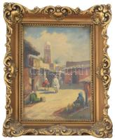 báró Szveteney György (1871-1952), 2 db mű: Keleti piac és orientális utcarészlet járókelőkkel. Olaj...