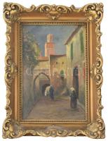 báró Szveteney György (1871-1952), 2 db mű: Keleti piac és orientális utcarészlet járókelőkkel. Olaj...