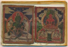 Tibeti Buddha Tsakli - Thangka Kézzel festett, XIX. sz. 13x8 cm