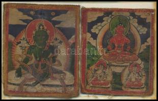 Tibeti Buddha Tsakli - Thangka Kézzel festett, XIX. sz. 13x8 cm