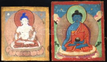 Tibeti Buddha Tsakli Kézzel festett, XIX. sz. 6,5x8 cm
