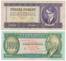 1975. 500Ft + 1983. március 25. 1000Ft T:F erős papír Adamo F41, F45