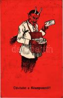 1930 Üdvözlet a Krampusztól! Postás Krampusz / Postman Krampus greeting art postcard. C. H. W. VIII/...