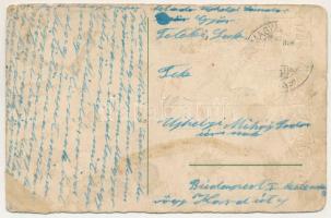 Üdvözlet a Krampusztól! / Krampus greeting art postcard with chains and crying children (b)