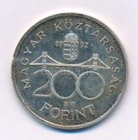 1992. 200Ft Ag "MNB" T:AU patina Adamo F13