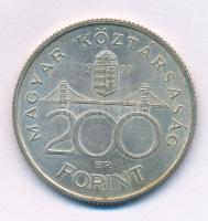 1993. 200Ft Ag "MNB" T:XF patina Adamo F13