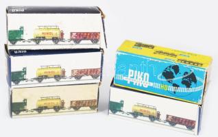5 darab Piko modell vasú teherkocsi, eredeti dobozában.