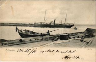 1901 Crikvenica, Cirkvenica; Molo / gőzhajó, kikötő / steamship, port (EB)