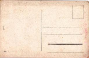 Üdvözlet a Krampusztól! / Krampus greeting art postcard, jack-in-the-box toy (kopott sarkak / worn c...