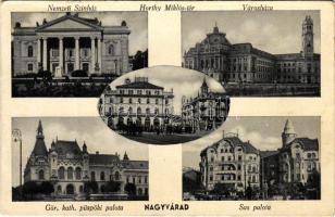 1943 Nagyvárad, Oradea; Nemzeti Színház, Horthy Miklós tér, Városháza, Görögkatolikus püspöki palota, Sas palota / theater, square, town hall, bishop's palace, palace, tenement house (EK)